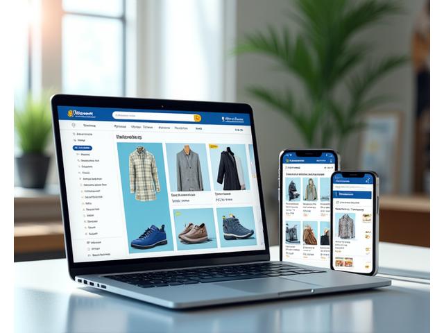 Laptop and smartphone displaying modern e-commerce website with products