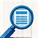 Icon of a magnifying glass on a document