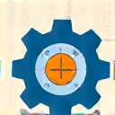 Icon of gears and a target