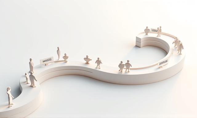 Diagram showing a customer journey map with various stages and emotional indicators.